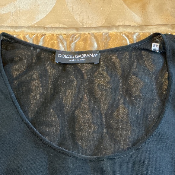 DOLCE & GABBANA Black Sheer 100% Viscose Scoop Neck Top - Size 6 (42) - Picture 6 of 12